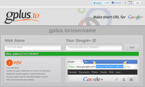 gplus.to, personalizzare indirizzo profilo google+ plus, personalizzare url profilo google+